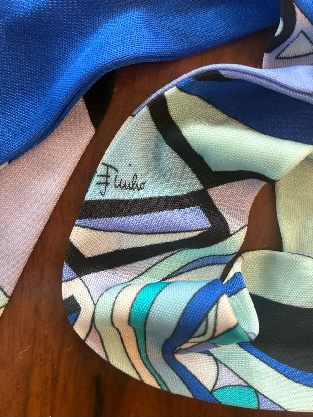 Emilio Pucci Blue Aqua Silk Scarf Tie / Belt with Tassels